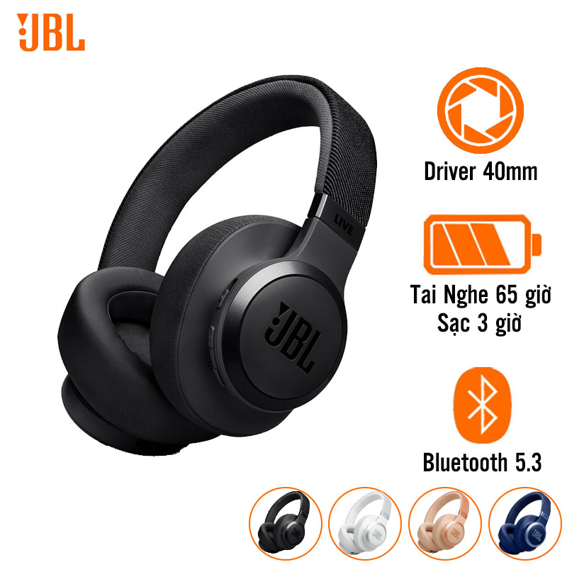 Tai Nghe JBL Live 770NC Bluetooth 5.3, Pin 65 Giờ, Chống Ồn, Tính năng Smart Ambient
