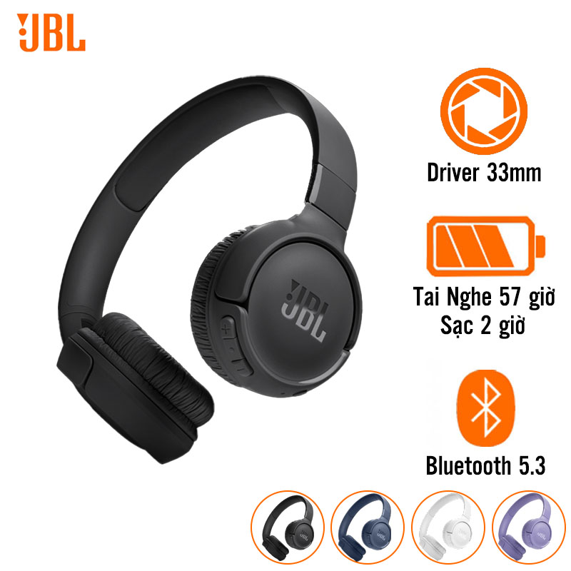 Tai Nghe JBL Tune 520BT, Bluetooth 5,3, Pin 57h, Có trợ lý ảo Google, APP JBL Headphones