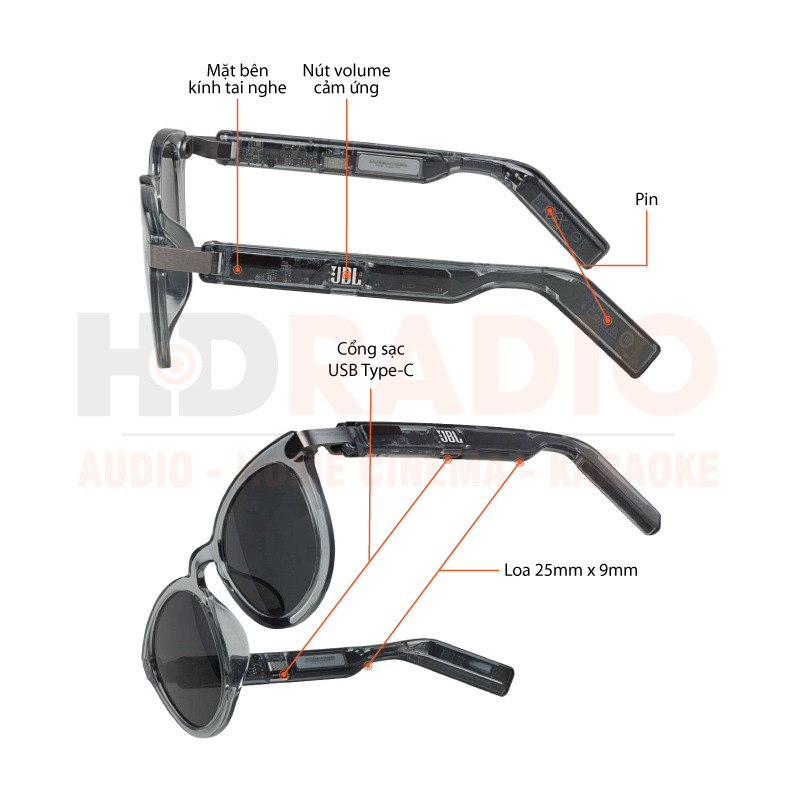 Chú thích Kính nghe nhạc JBL Soundgear Frames Round