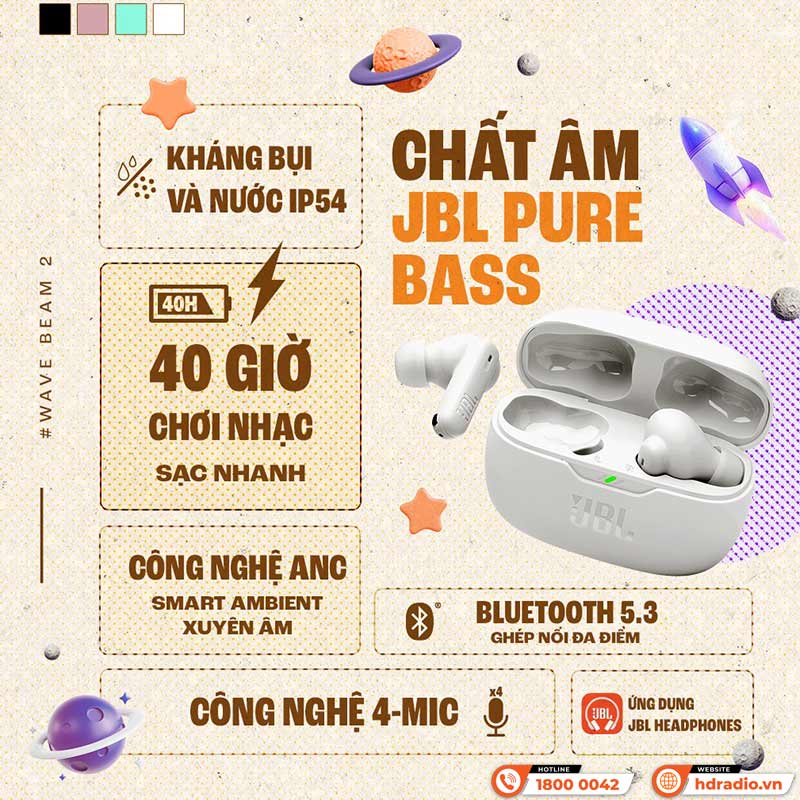 Tai Nghe Chống Nước JBL Wave Beam 2