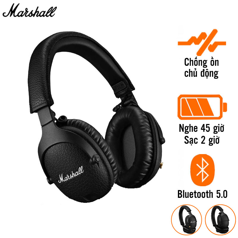 Tai Nghe Chụp Tai Marshall Monitor 2 ANC, Chống Ồn, Pin 45 Giờ