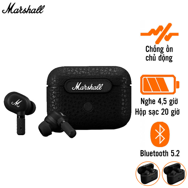 Tai Nghe Marshall Motif ANC (Không Dây, Pin 4,5 Giờ, IPX5)