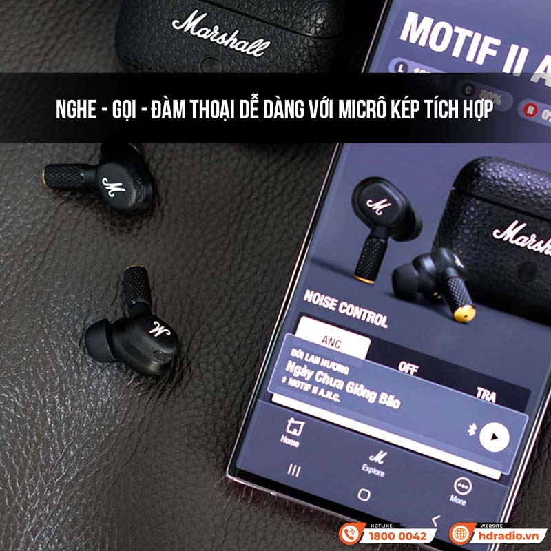 Tai Nghe Không Dây Marshall Motif II (2) A.N.C, Chống Ồn, Pin 6 Giờ, Chống Nước IPX5, Bluetooth 5.3-18