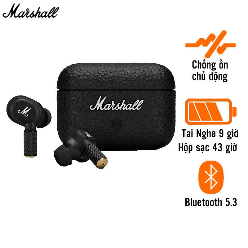 Tai Nghe Không Dây Marshall Motif II (2) A.N.C, Chống Ồn, Pin 6 Giờ, Chống Nước IPX5, Bluetooth 5.3