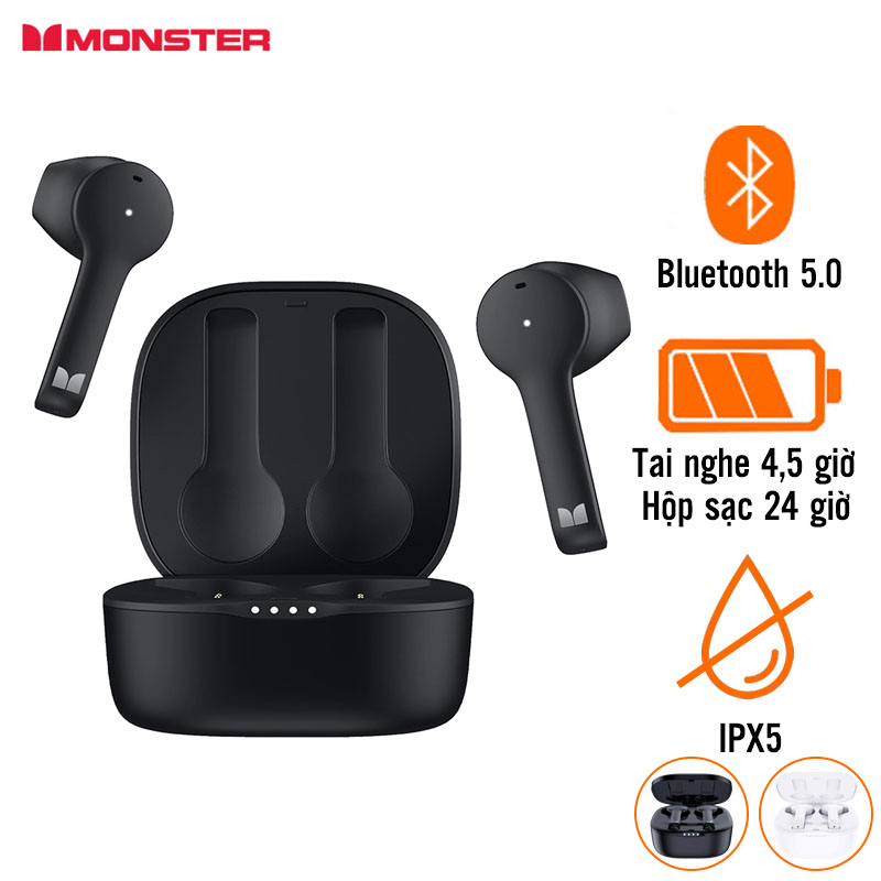 Tai Nghe Monster Clarity 550 (Không Dây, Pin 4,5 Giờ, IPX5, Bluetooth 5.0)
