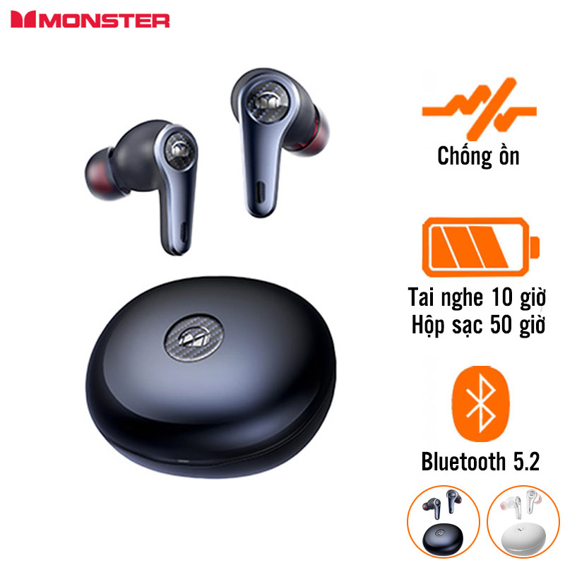Tai Nghe Monster Clarity 8.0 ANC (Không Dây, Chống Ồn, Pin 10 Giờ, Bluetooth 5.2)