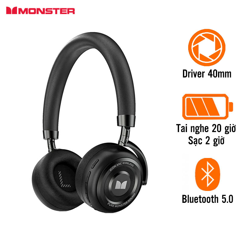 Tai Nghe Monster Icon-Lite (Chụp Tai, Pin 20 Giờ, Bluetooth 5.0)