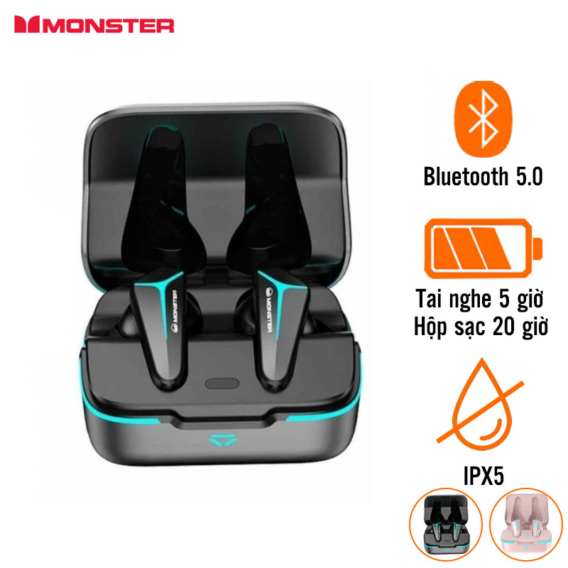 Tai Nghe Monster Mission V1 TWS (Không Dây, Pin 5 Giờ, IPX5, Bluetooth 5.0)