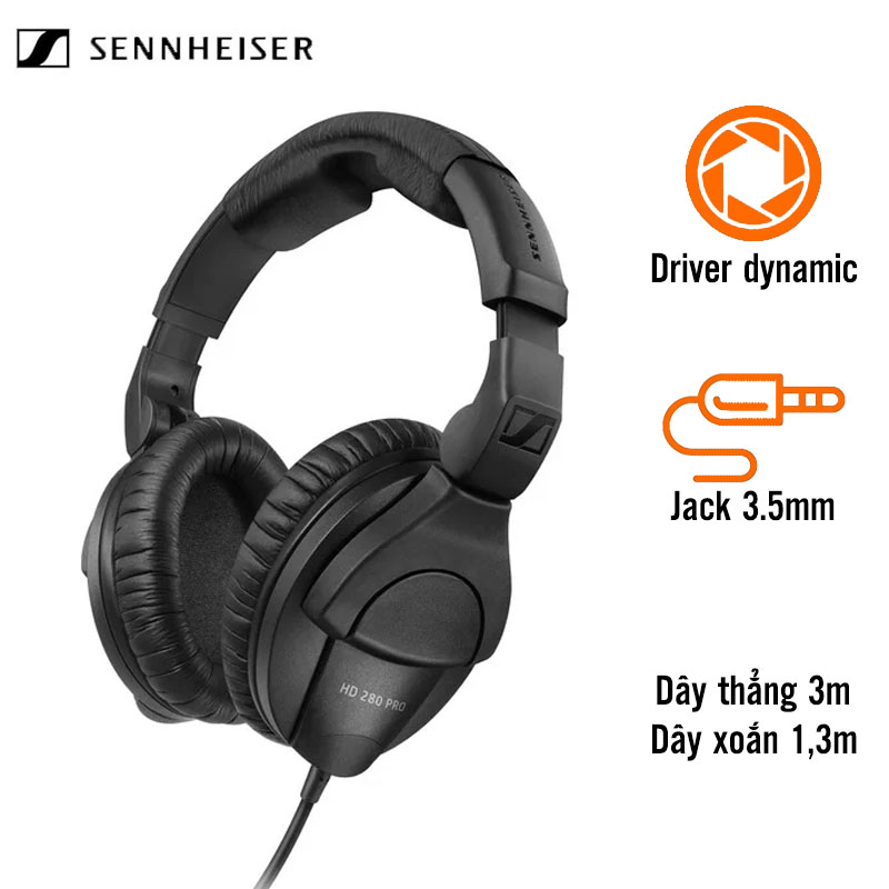 Tai Nghe Sennheiser HD 280 Pro (Chụp Tai, Jack 3.5mm)