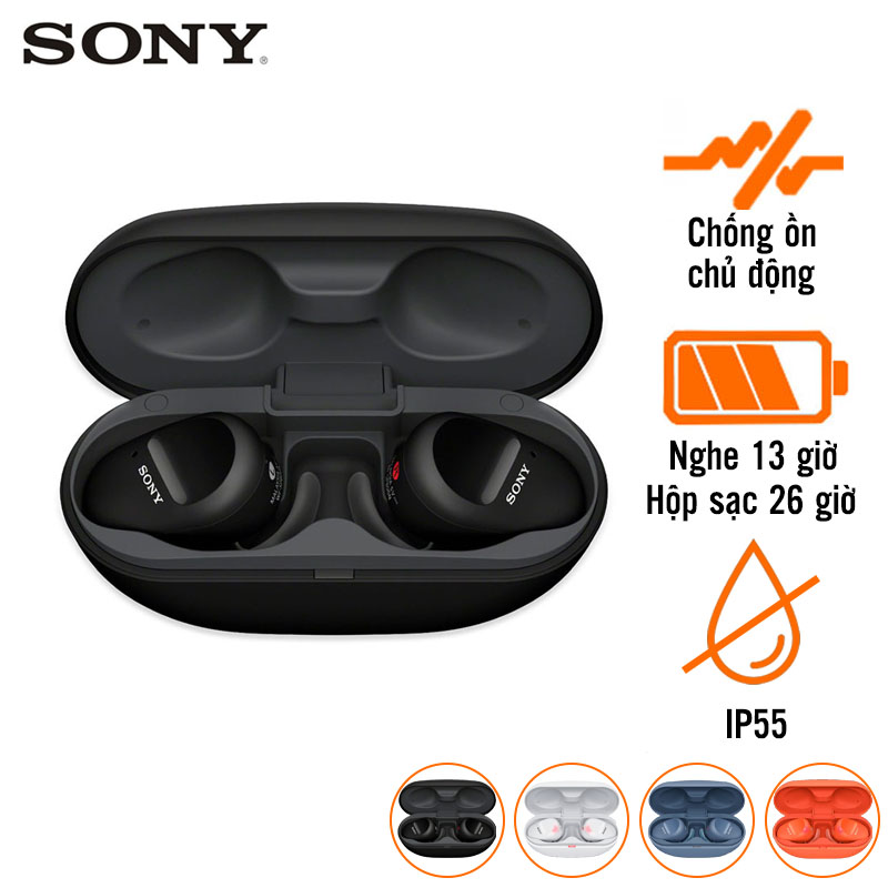 Tai Nghe Sony WF-SP800N (Không Dây, Chống Ồn, Pin 13 Giờ, IP55, Bluetooth 4.2)