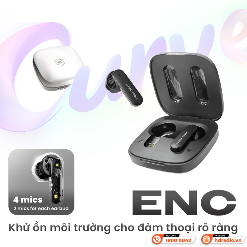 4 microphone Tai nghe Alpha Works Curve 100