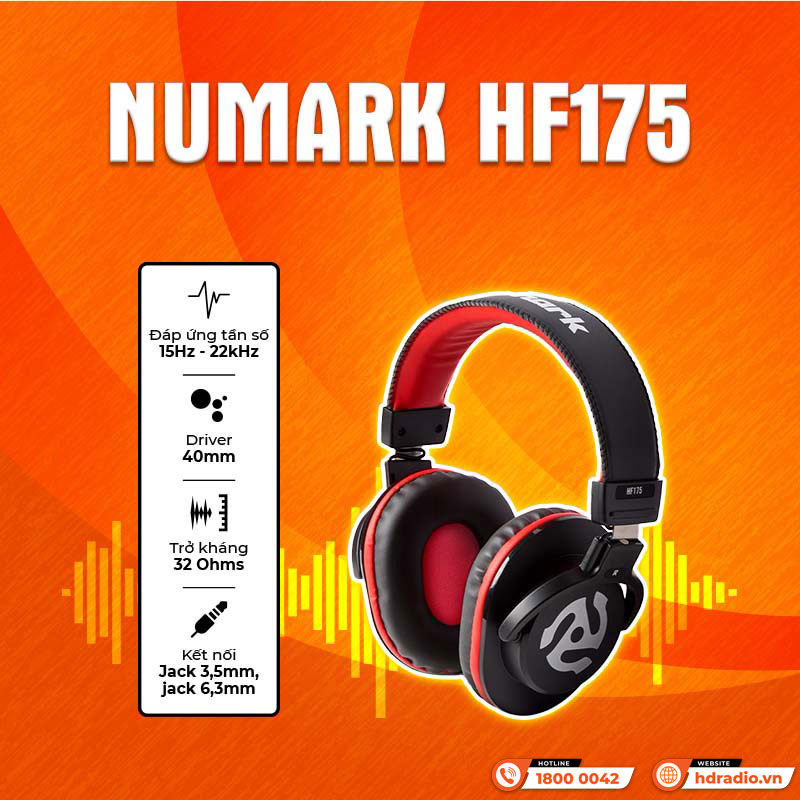 Tính năng Tai nghe DJ Numark HF175