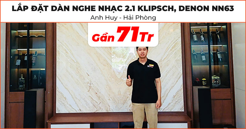 Lắp Đặt Dàn Nghe Nhạc 2.1 Klipsch, Denon NN63 Chất Lượng Trị Giá Gần 71 Triệu Đồng Cho Anh Huy Ở An Lão, Hải Phòng (Klipsch RP-6000F II, Denon PMA-900HNE, REL T7X)