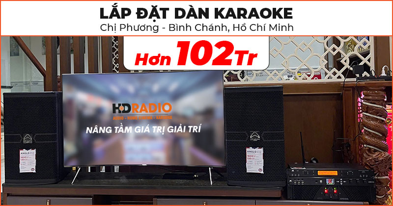 Lắp đặt dàn karaoke cao cấp trị giá hơn 102 triệu đồng cho chị Phương ở Bình Chánh, Hồ Chí Minh (Wharfedale ANGLO E12, CPD2600, JKaudio X6000 Plus, B9, Wharfedale T-SUB AX15B)
