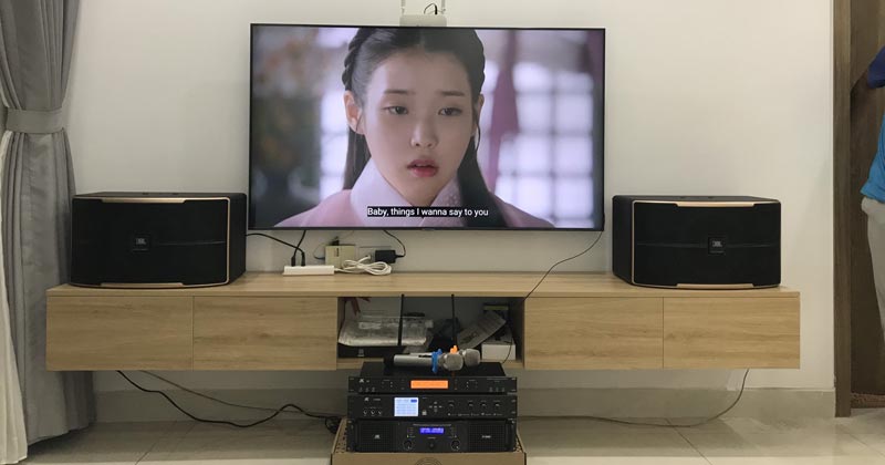 Lắp dàn karaoke 37tr anh Lâm ở Long Biên, Hà Nội (Loa JBL Pasion 10, Đẩy JKAudio H2600, Vang số JK X8000, Mic JK B9)