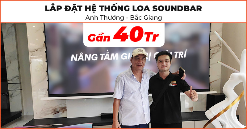 Lắp đặt hệ thống loa soundbar chất lượng trị giá gần 40 triệu đồng cho anh Thưởng ở Bắc Giang Lắp đặt hệ thống loa soundbar chất lượng trị giá gần 40 triệu đồng cho anh Thưởng ở Bắc Giang