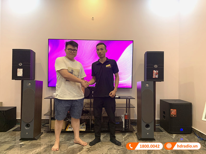Lắp đặt dàn karaoke trị giá hơn 130 triệu cho gia đình anh Hưng ở Quận Long Biên, Hà Nội (Wharfedale Anglo E12, Sub AX15B, CPD3600, JKAudio X9900 Pro, VietK Pro 4TB, 22inch, B9)