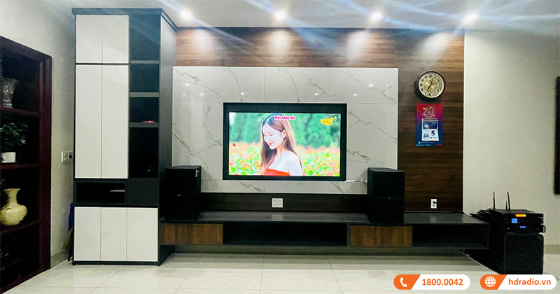 Lắp dàn karaoke cao cấp có trị giá hơn 73 triệu đồng cho anh Dũng ở phường Hải Tân, TP Hải Dương (Wharfedale WH12 NEO, JK Audio H2600, X9000, B9, Polk Audio HTS12)