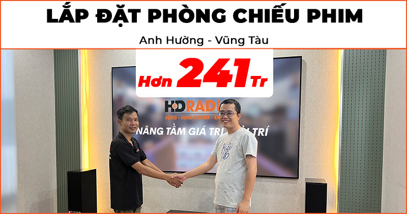 Lắp đặt hệ thống phòng chiếu phim đỉnh cao trị giá hơn 241 triệu đồng cho anh Hường ở Bà Rịa, Vũng Tàu (Grandview X2000-4K, PE-L120, GPCM-C300, Classic 5.0, Classic Large, Klipsch R41SA, JBL Stage A120, C-6IC, Dune HD Pro Vision 4K Solo, Denon AVC-X3800H)