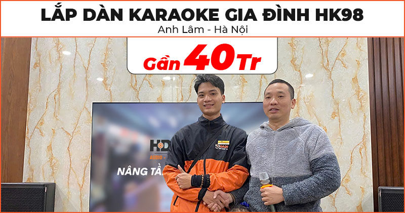 Lắp đặt Dàn karaoke gia đình HK98 trị giá gần 40 triệu đồng cho anh Lâm ở Quận Cầu Giấy, Hà Nội (Wharfedale Anglo E10, Neko AK3800)