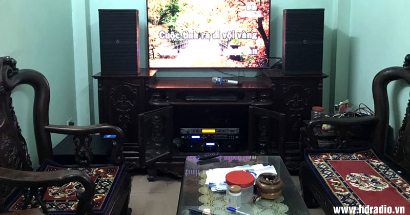 Lắp dàn loa full anh Linh ở Bắc Từ Liêm, Hà Nội (Loa Wharfedale WH10 NEO, Cục công suất JKAudio H2600, Vang cơ JA TF6 Pro, Micro không dây AAP M8II, Loa Sub Listensound LS12A)