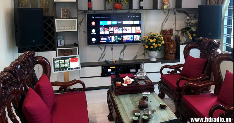 Lắp dàn karaoke cao cấp anh Minh ở Đại Từ, Thái Nguyên (Loa Electro Voice EKX15 SAB, Công suất JKAudio H2800, Vang số JKaudio X8000, Micro JKAudio B9, Đầu ViệtK Pro 4TB, Màn cảm ứng VietK 22)