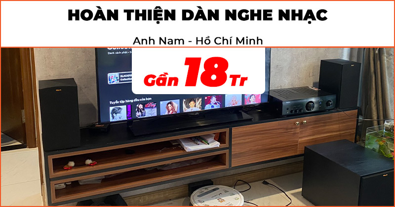 Hoàn thiện Dàn nghe nhạc Cực Hay trị giá gần 18 triệu đồng cho anh Nam ở Quận Bình Thạnh, TP.Hồ Chí Minh (sub Klipsch R101SW, Denon PMA-600NE)