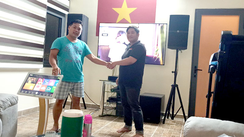 Lắp dàn karaoke cho anh Quân ở Tân Hưng, Q7, Hồ Chí Minh (Wharfedale WH12 NEO, Wharfedale SW12, Wharfedale CPD2600, Wharfedale WKP301, JKAudio B5 Plus, ViệtK Pro 4TB + màn 22)