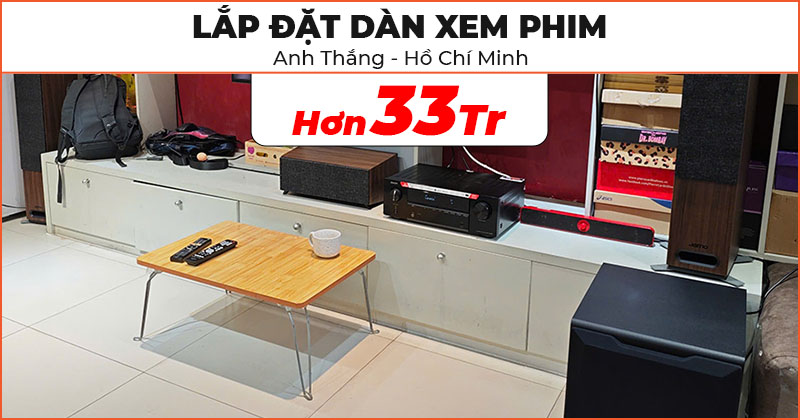 Lắp đặt Dàn xem phim trị giá hơn 33 triệu đồng cho anh Thắng ở Quận 1, Hồ Chí Minh (Jamo S809 HCS, sub Paramax D30, Denon AVR-X580BT)