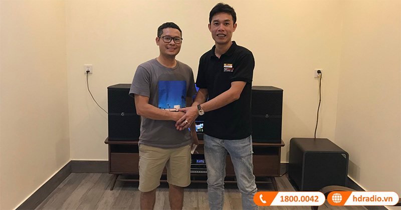 Lắp dàn karaoke chất lượng cho anh Toản ở TP Thái Nguyên có trị giá hơn 57 triệu đồng (Wharfedale WH10 NEO, Kiwi PD8000, Polk Audio HTS12 Classic Walnut, JKAudio K300)