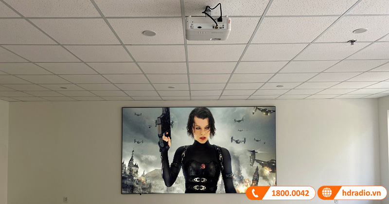 Lắp hệ thống trình chiếu kết hợp loa kéo Ariang tại phòng học trị giá hơn 31 triệu đồng anh Tuấn ở Tân Bình, Sài Gòn (ViewSonic PX703HDH, Ariang MK3)