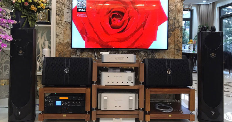 Lắp dàn karaoke cao cấp anh Tuấn ở Tây Hồ, Hà Nội (Loa Wharfedale ANGLO 12, Cục công suất Wharfedale CPD3600, Vang số karaoke JKaudio X9000, Micro không dây JKAudio B9, loa Sub Klipsch R120SW, Đầu ViệtK Pro 4TB)