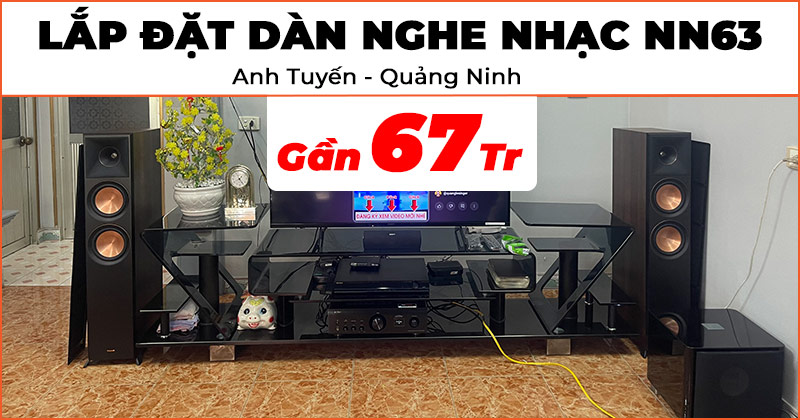 Lắp đặt Dàn nghe nhạc 2.1 Klipsch, Denon trị giá hơn 67 triệu đồng cho anh Tuyến ở Hạ Long, Quảng Ninh (Klipsch RP-6000F II, Denon PMA-900HNE, sub Rel T7X)