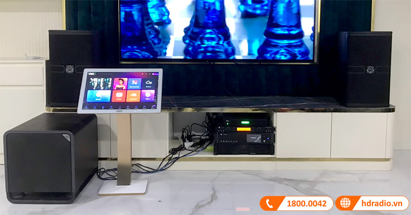 Lắp dàn karaoke cao cấp có trị giá hơn 136 triệu đồng cho chị Phú ở quận Tân Bình, TP Hồ Chí Minh (Wharfedale Anglo E12, CPD3600, JKaudio X9900 Pro, B9, Polk Audio HTS12, VietK Plus 6TB, 22inch)