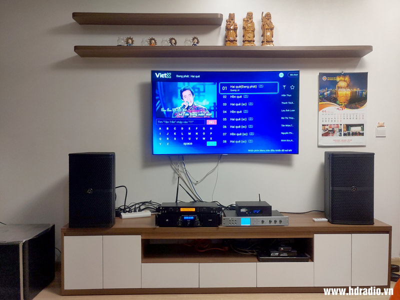 Lắp dàn karaoke cho chú Tiến ở Giải Phóng, Phương Liệt, Thanh Xuân, HN (Loa Wharfedale WH10, Cục công suất JKAudio H2600, Vang số JKaudio X6000 Pro, Micro không dây JKAudio B9, Loa Sub JBL Studio 260P, Đầu ViệtK B300)