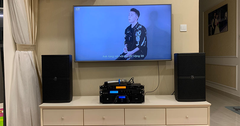 Lắp dàn karaoke 46 triệu cho anh Luân ở Tây Mỗ, Nam Từ Liêm, HN (Loa Wharfedale WH10,  Vang JK X3000 Pro,  Micro JK B9,  Đẩy JK H2600)