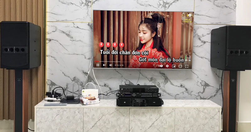 Lắp dàn karaoke chị Trâm ở Bình Thạnh, Hồ Chí Minh (Loa Wharfedale 5090, JKAudio H2600, Vang cơ JA TF6 Pro, Micro JKAudio B5 Plus,)
