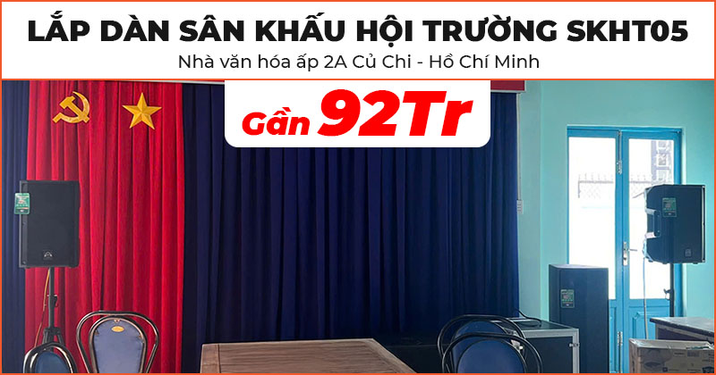 Lắp đặt Dàn âm thanh hội trường sân khấu SKHT05 trị giá gần 92 triệu đồng tại nhà văn hóa ấp 2A Củ Chi, Hồ Chí Minh (Wharfedale Impact X215, Tourus AX-12MBT, Impact X18B, SL424USB, JKAudio H2800, B3 Plus, X3000 Pro, KIWI S803A, Tủ Rack 10U)
