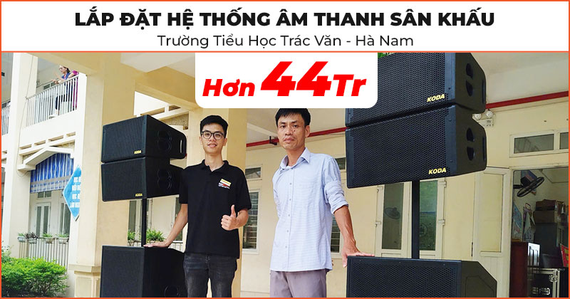 Lắp đặt Hệ thống âm thanh sân khấu trị giá hơn 44 triệu đồng cho Trường Tiểu học Trác Văn ở Duy Tiên, Hà Nam (Koda KDP2510/KDP2515, JKAudio X6000 Plus, K300, Yamaha MG10XU, Tủ Rack 10U)