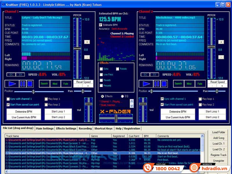 giao diện phần mềm KraMixer DJ 