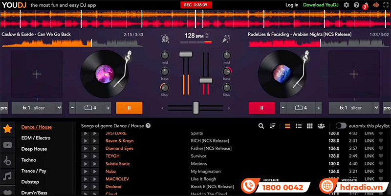 giao diện phần mềm YOU.DJ 
