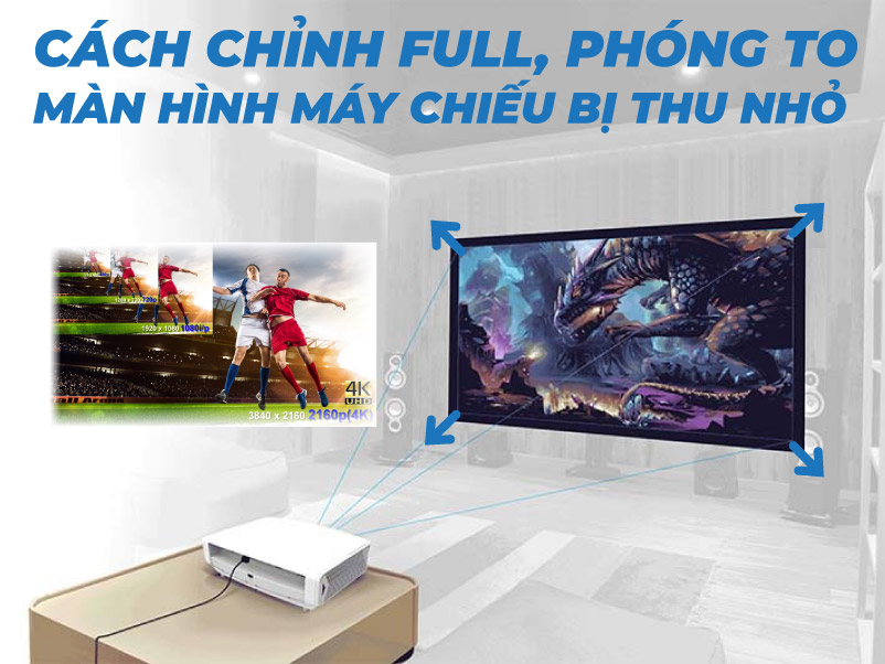 Cách chỉnh full màn hình máy chiếu