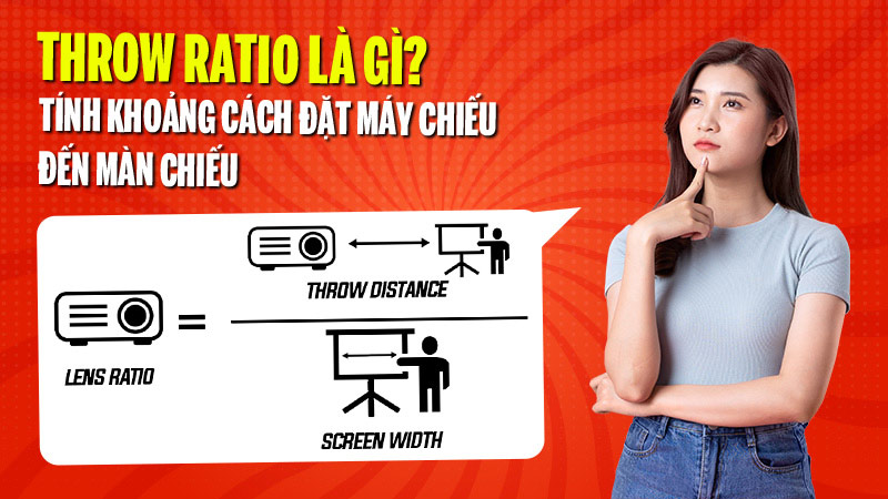 Throw ratio là gì? Tính khoảng cách đặt máy chiếu đến màn chiếu