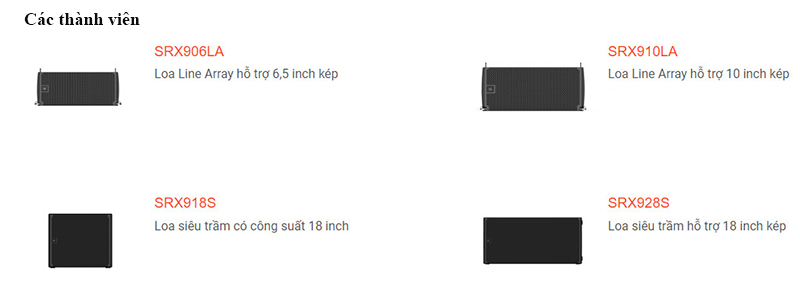 Cac thanh vien trong dong JBL SRX900 Series