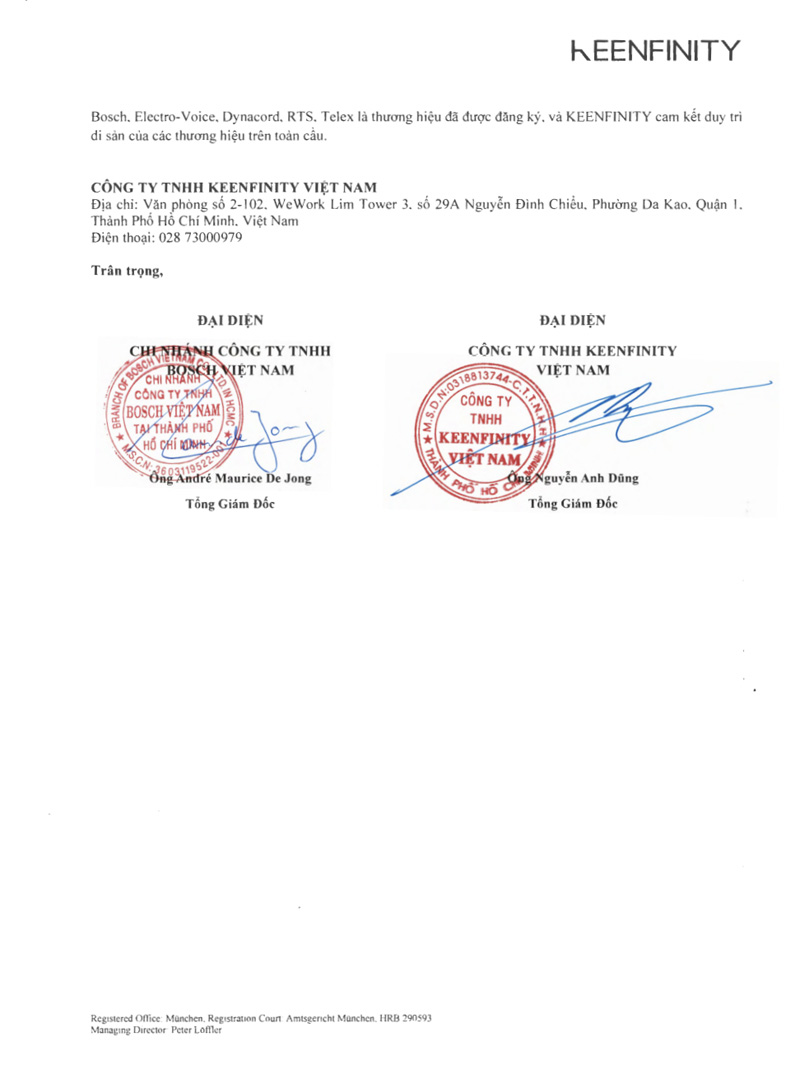 Ảnh thông cáo báo chí chính thức sự chuyển giao từ Tập đoàn Bosch sang Triton Partners