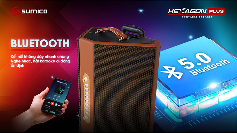 Việc nghe nhạc và Karaoke di động qua kết nối Bluetooth 5.0, cổng USB hoặc giải trí cùng Tivi qua kết nối Optical, HDMI. Ngõ vào cũng cho phép kết nối thêm micro và đàn guitar.