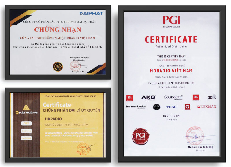 Chứng nhận phân phối ủy quyền chính hãng HDRadio