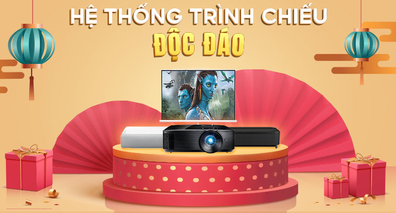 Hệ thống trình chiếu độc đáo với máy chiếu siêu gần và màn chiếu