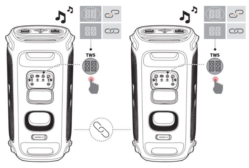 ket noi khong day 2 loa jbl partybox 710 thong qua True Wireless Stereo