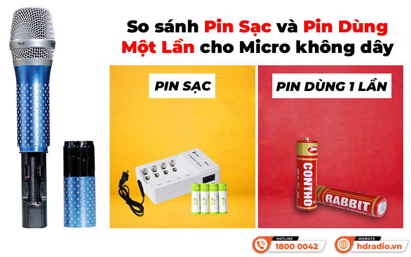 Có nên dùng pin sạc cho micro không dây